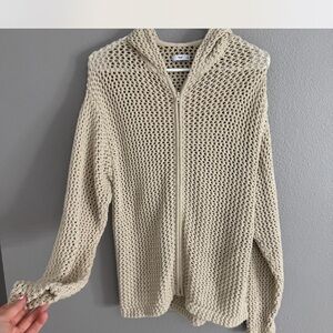 Aritzia Cream Knit Hooded Sweater